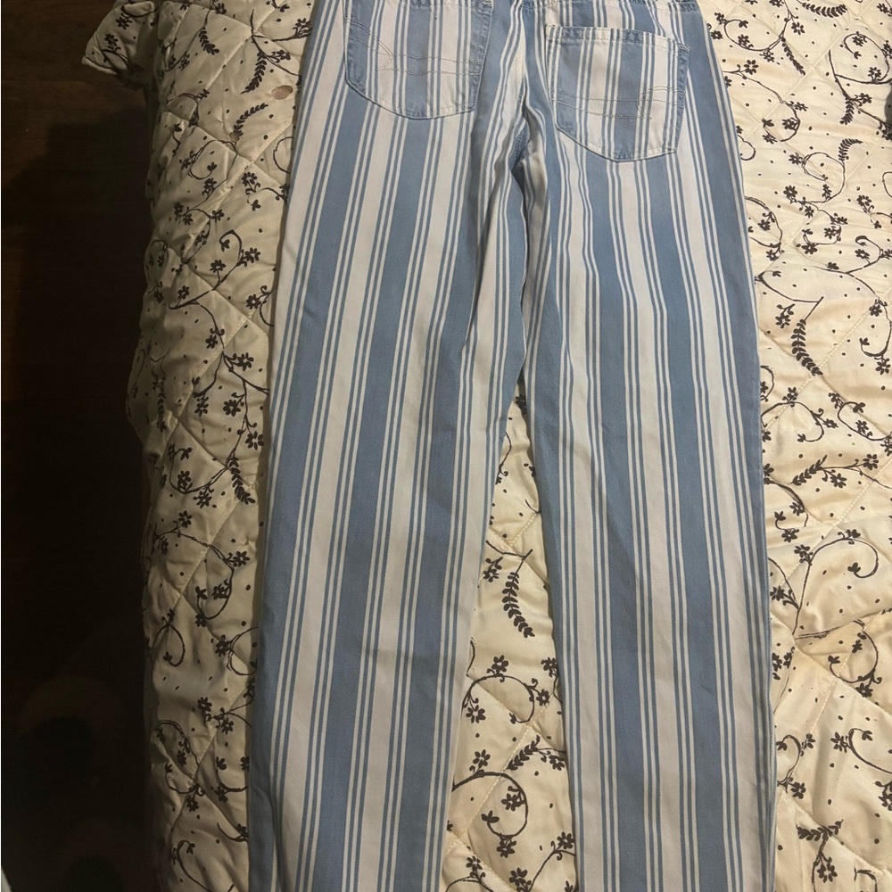 American Eagle Outfitters Blue and White Striped Straight Leg Jeans
